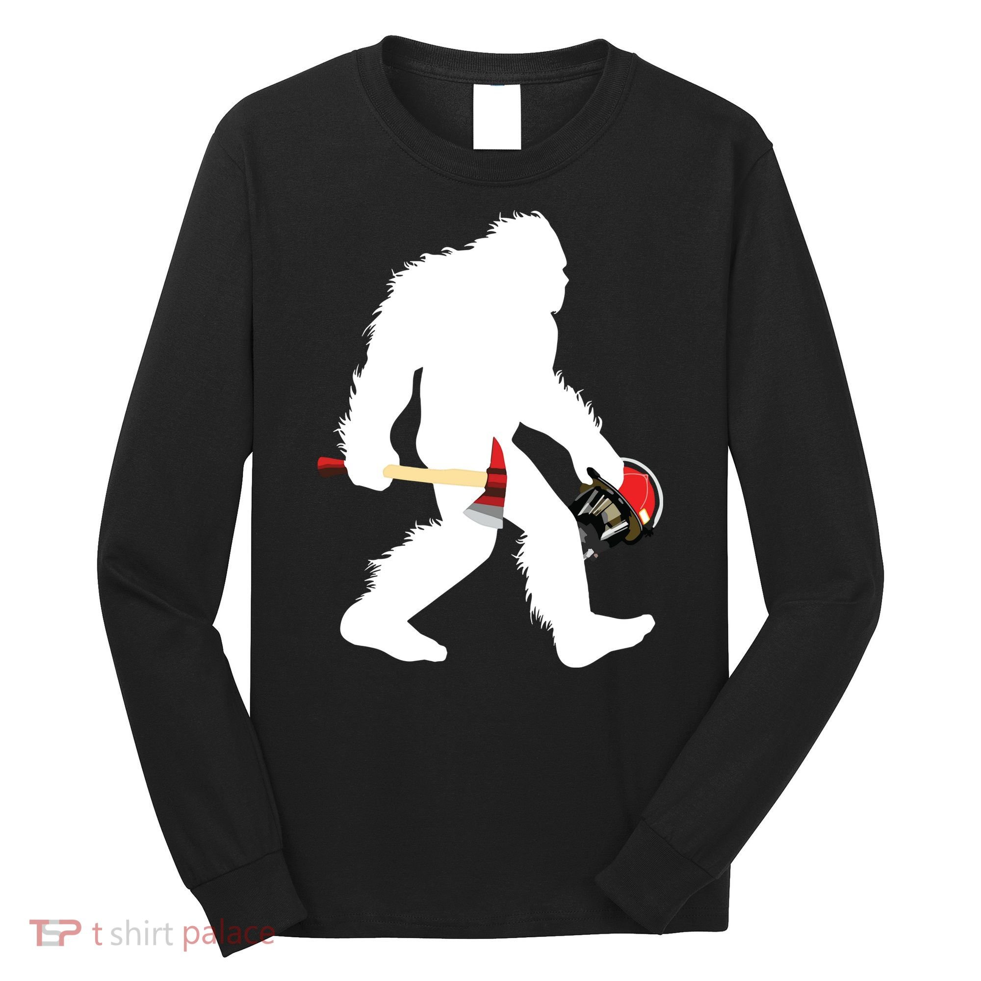 Bigfoot Wildland Firefighter Woodland Sasquatch Fireman Long Sleeve Shirt
