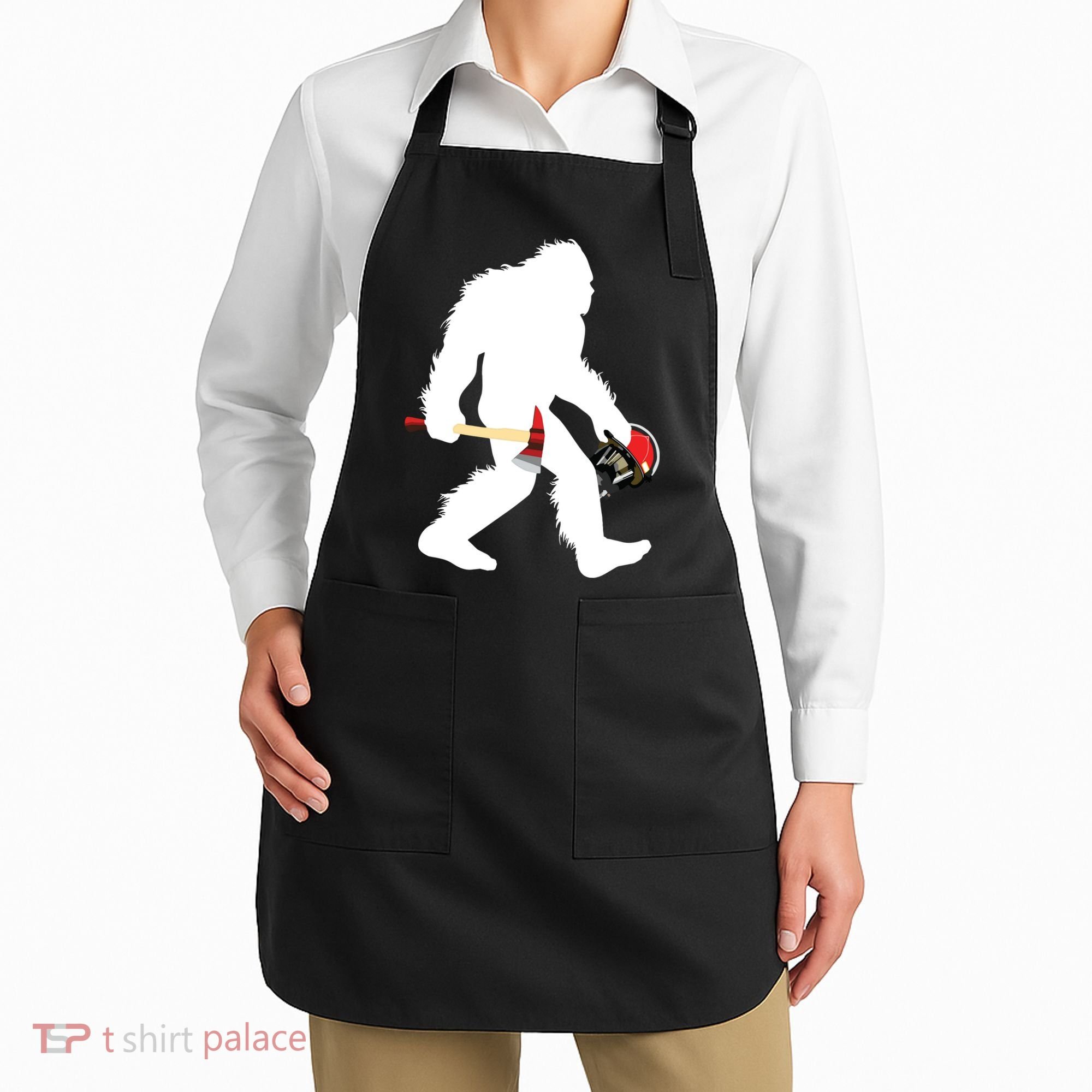 Bigfoot Wildland Firefighter Woodland Sasquatch Fireman Apron