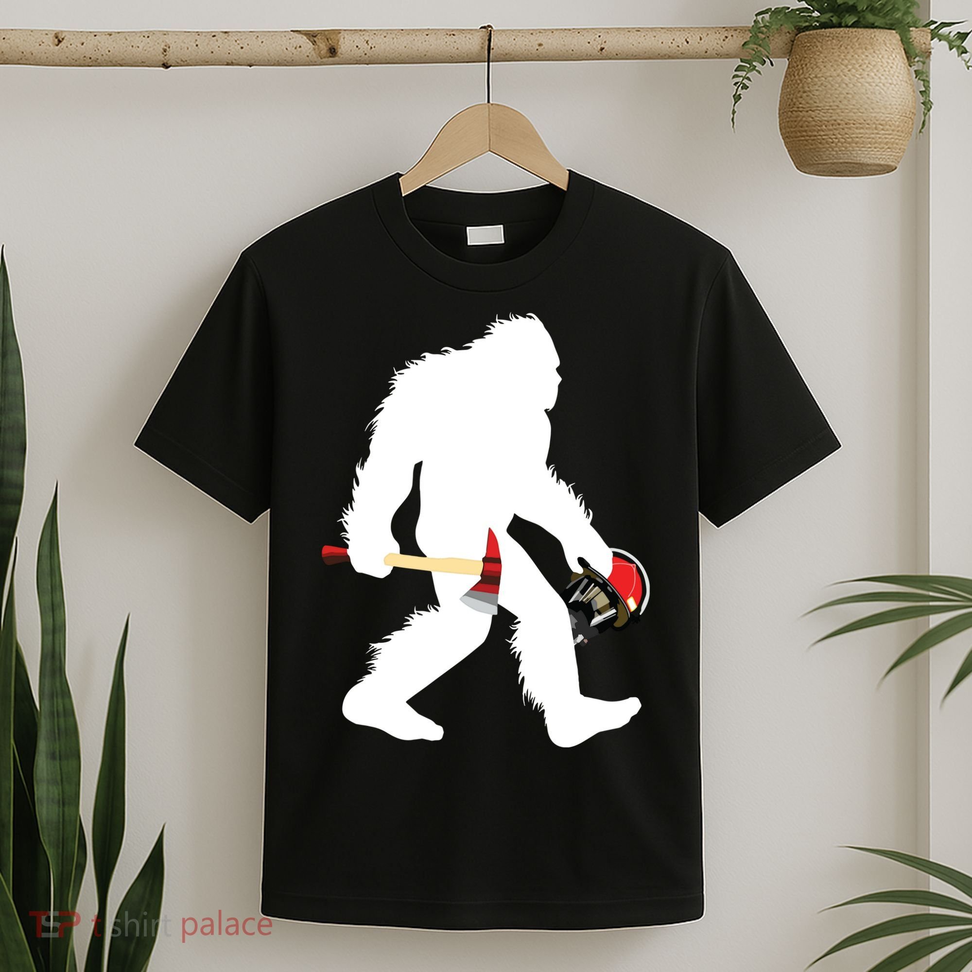 Bigfoot Wildland Firefighter Woodland Sasquatch Fireman T-Shirt