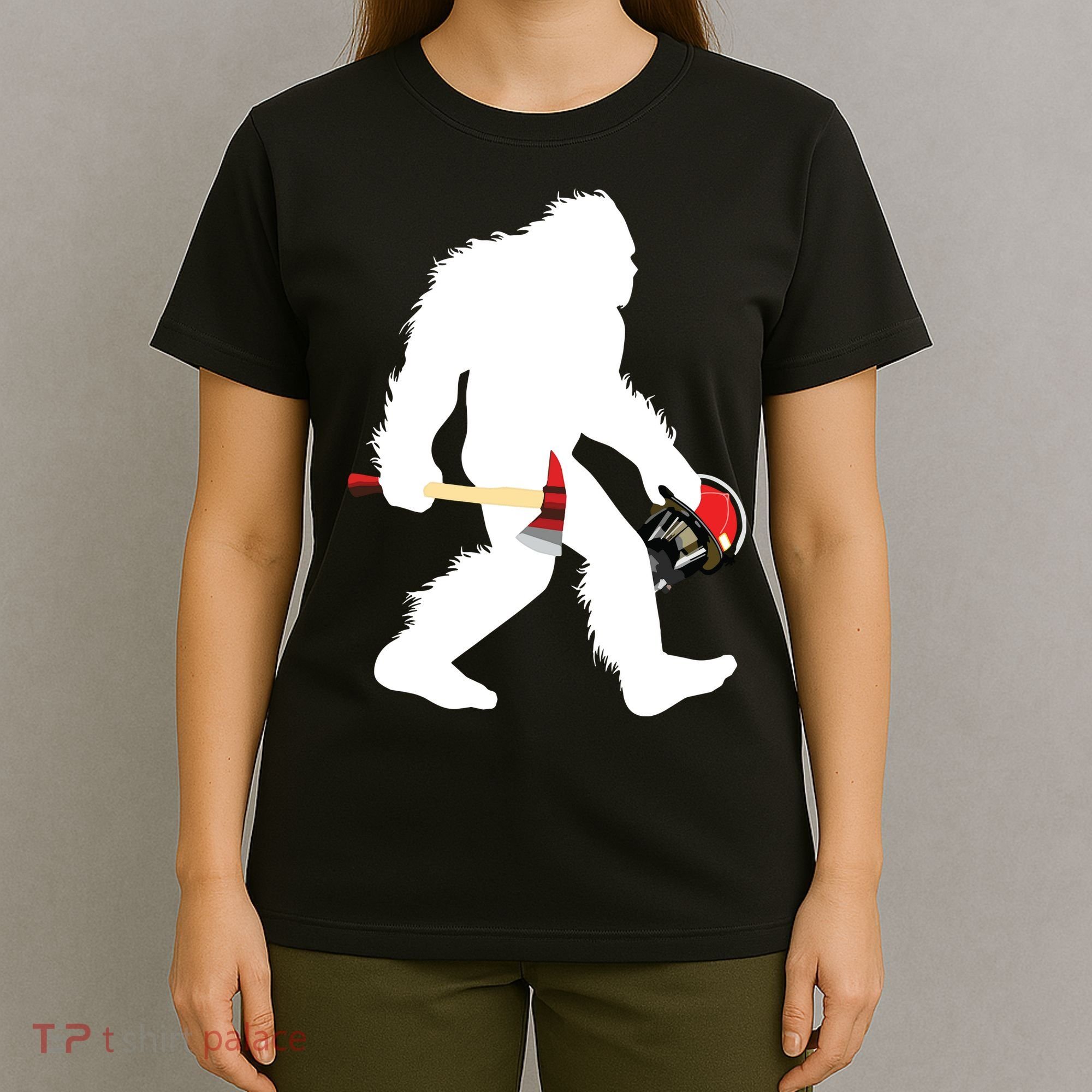 Bigfoot Wildland Firefighter Woodland Sasquatch Fireman T-Shirt