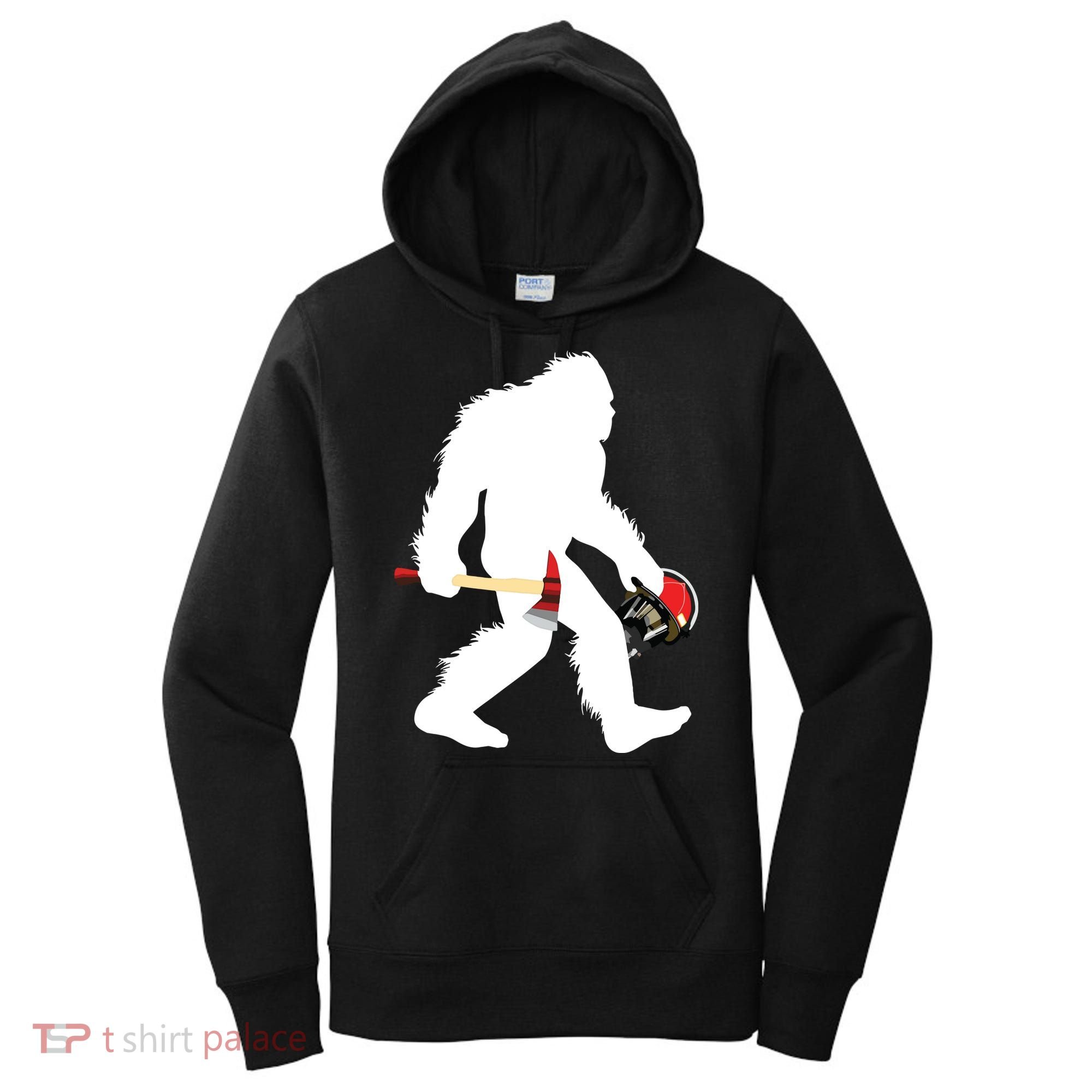 Bigfoot Wildland Firefighter Woodland Sasquatch Fireman Women's Hoodie