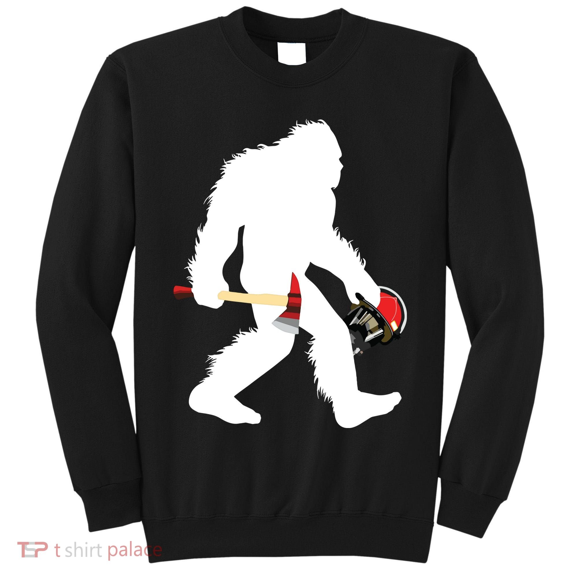 Bigfoot Wildland Firefighter Woodland Sasquatch Fireman Tall Sweatshirt