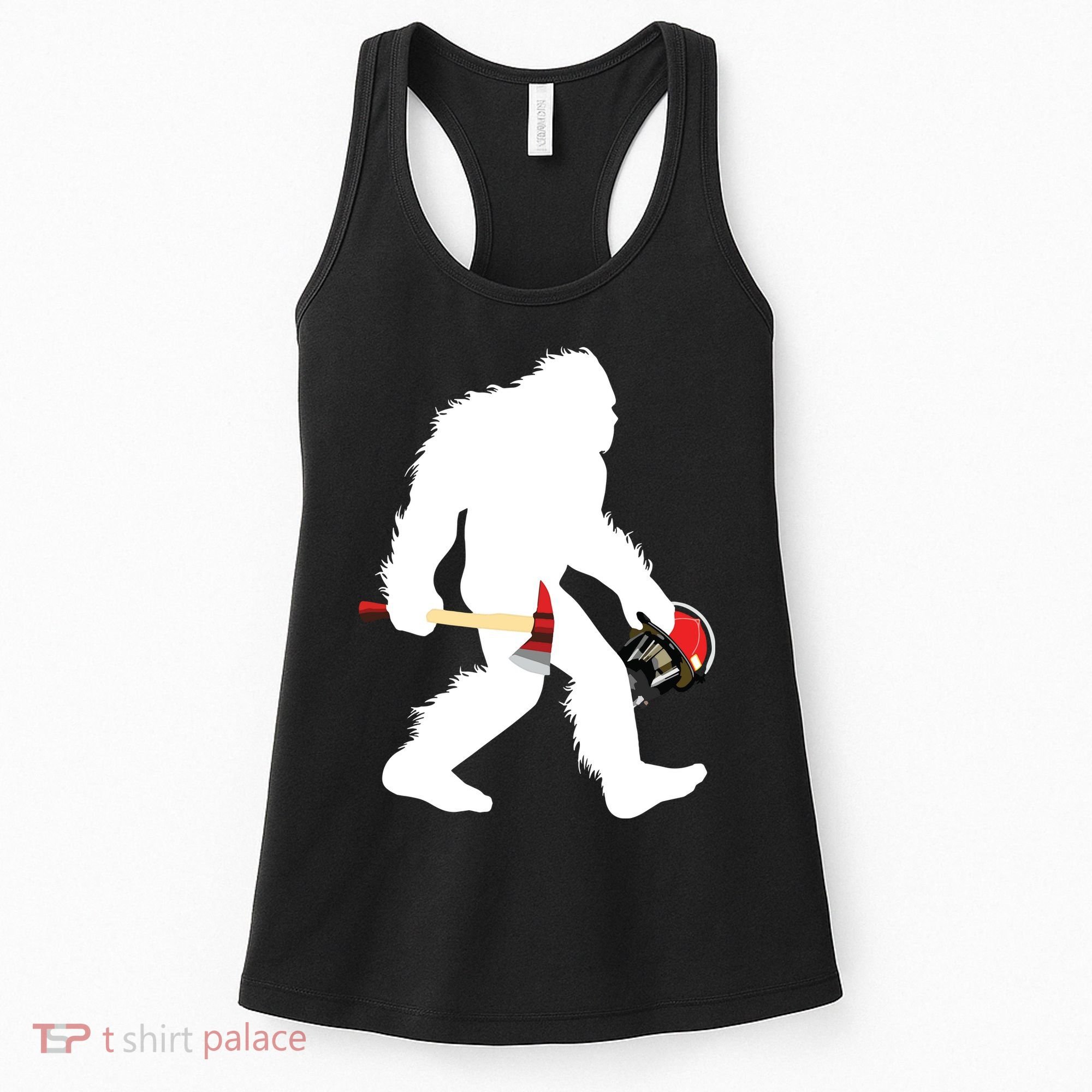 Bigfoot Wildland Firefighter Woodland Sasquatch Fireman Women's Tank Top
