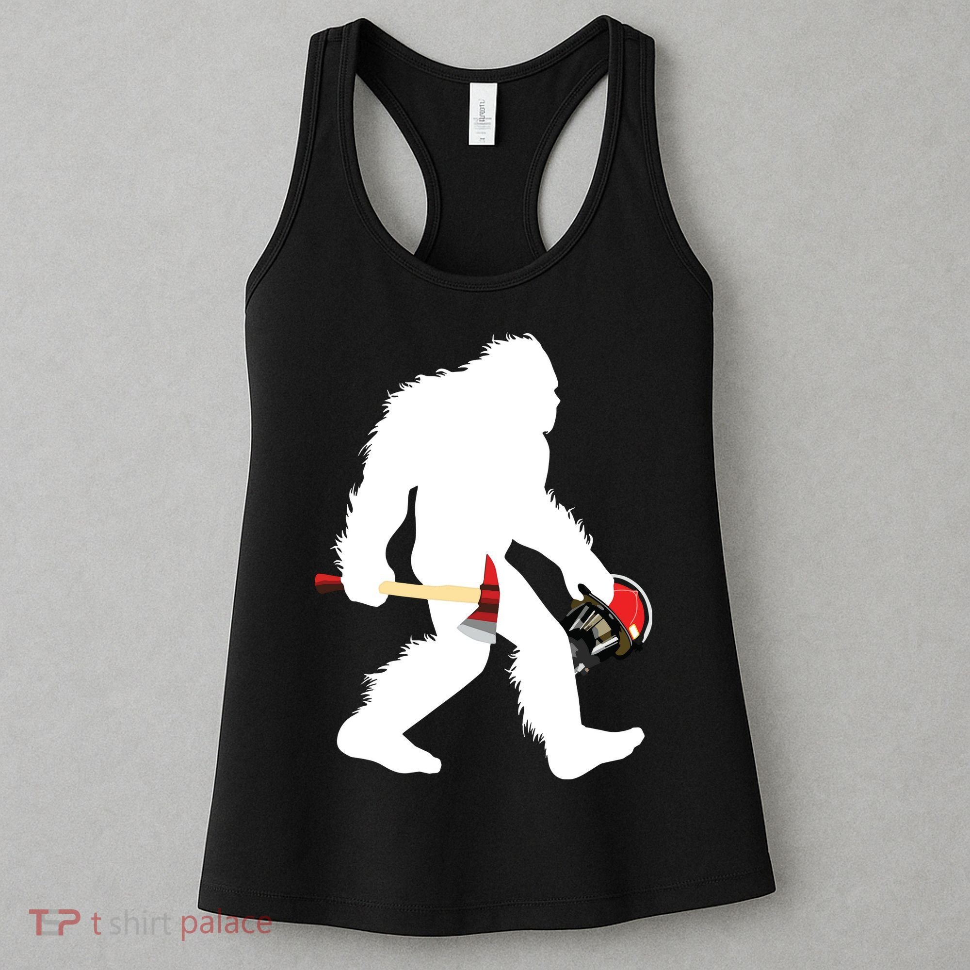 Bigfoot Wildland Firefighter Woodland Sasquatch Fireman Women's Tank Top