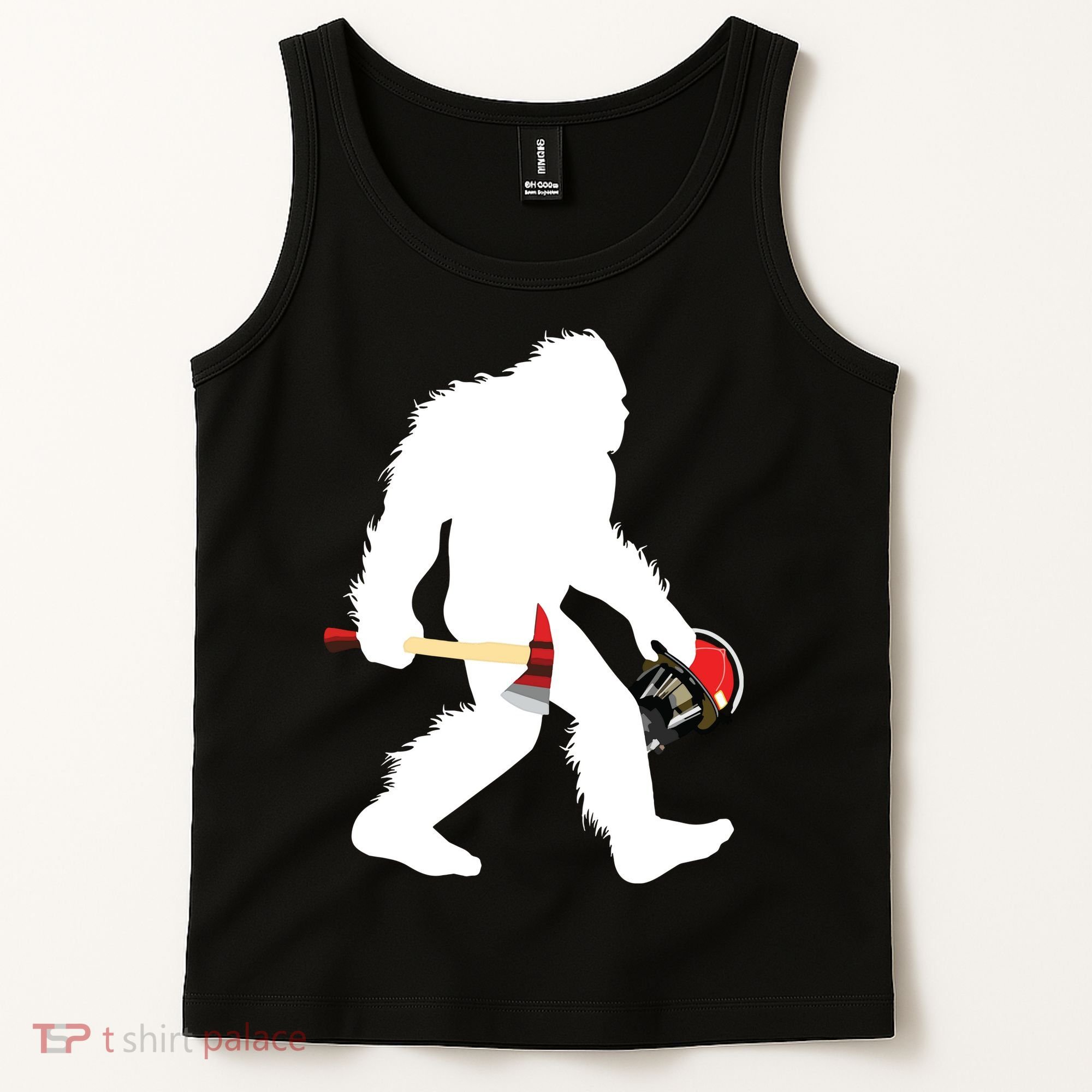Bigfoot Wildland Firefighter Woodland Sasquatch Fireman Tank Top
