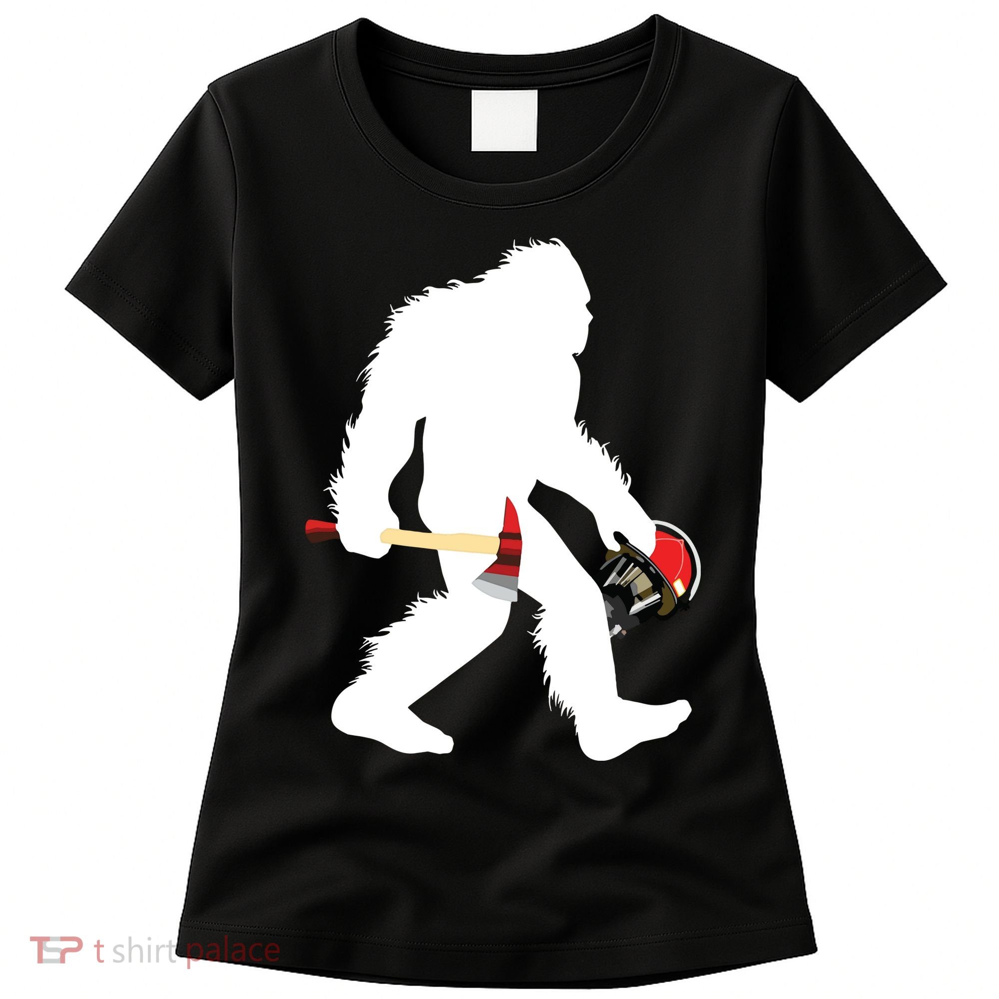 Bigfoot Wildland Firefighter Woodland Sasquatch Fireman Women's T-Shirt