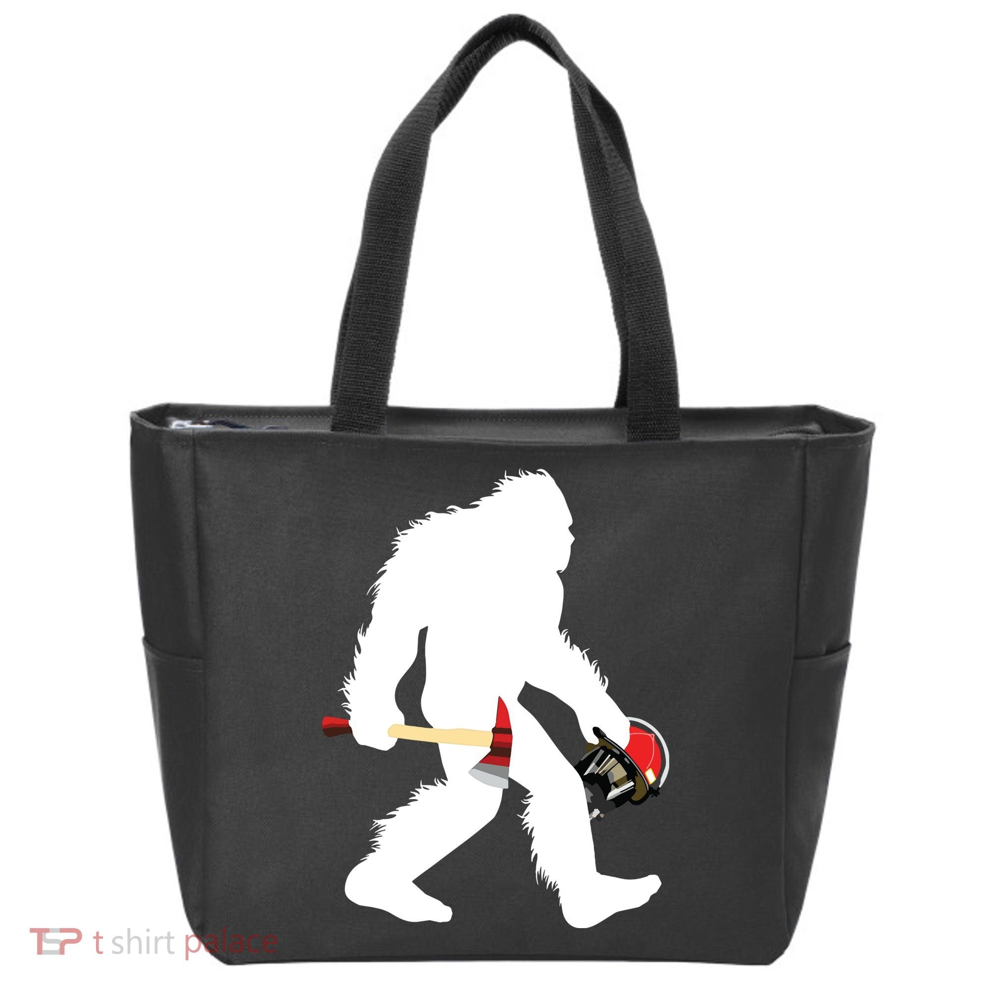 Bigfoot Wildland Firefighter Woodland Sasquatch Fireman Tote Bag