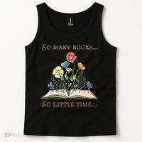 Book With Flower So Many Books Little Time Love To Read Tank Top thumb 2