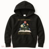 Book With Flower So Many Books Little Time Love To Read Kids Hoodie thumb 0