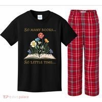 Book With Flower So Many Books Little Time Love To Read Kids Plaid Pajama Set thumb 0