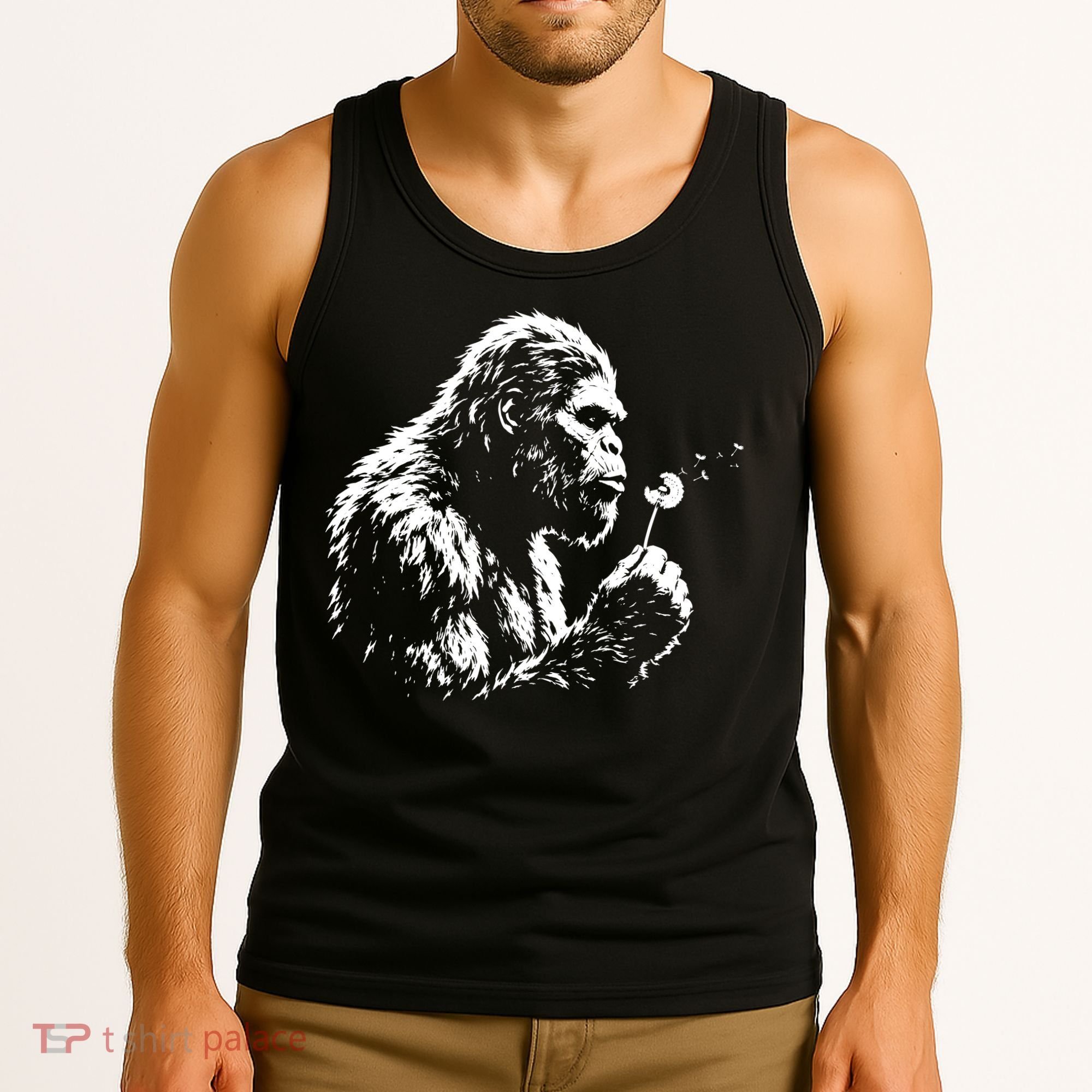 Blowing Wishes Funny Bigfoot Dandelion Tank Top