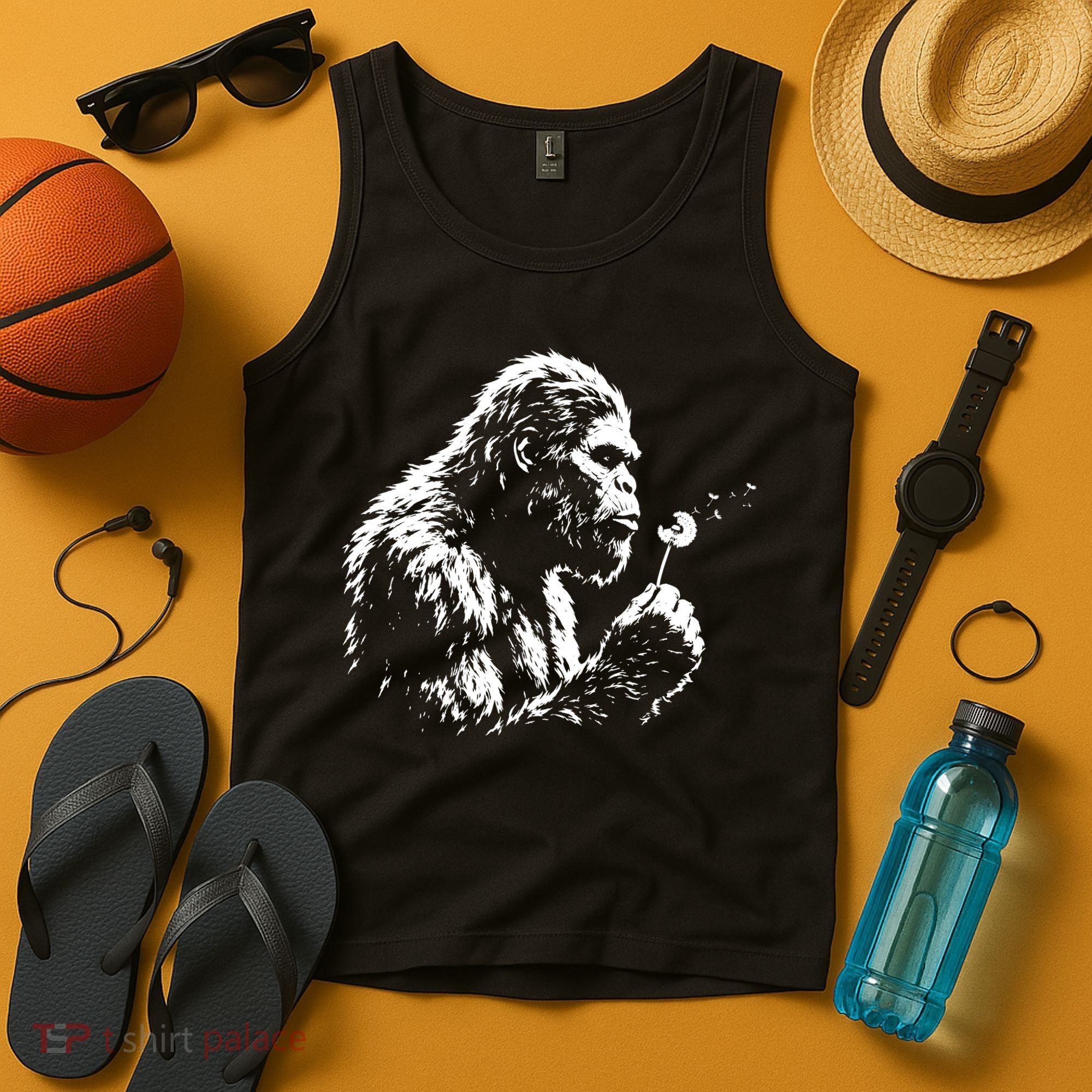 Blowing Wishes Funny Bigfoot Dandelion Tank Top