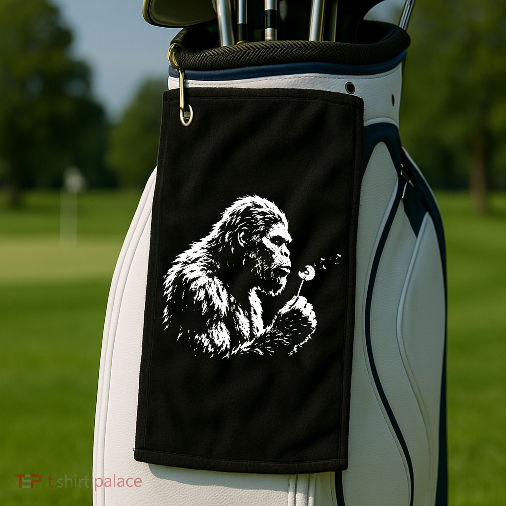 Blowing Wishes Funny Bigfoot Dandelion Golf Towel
