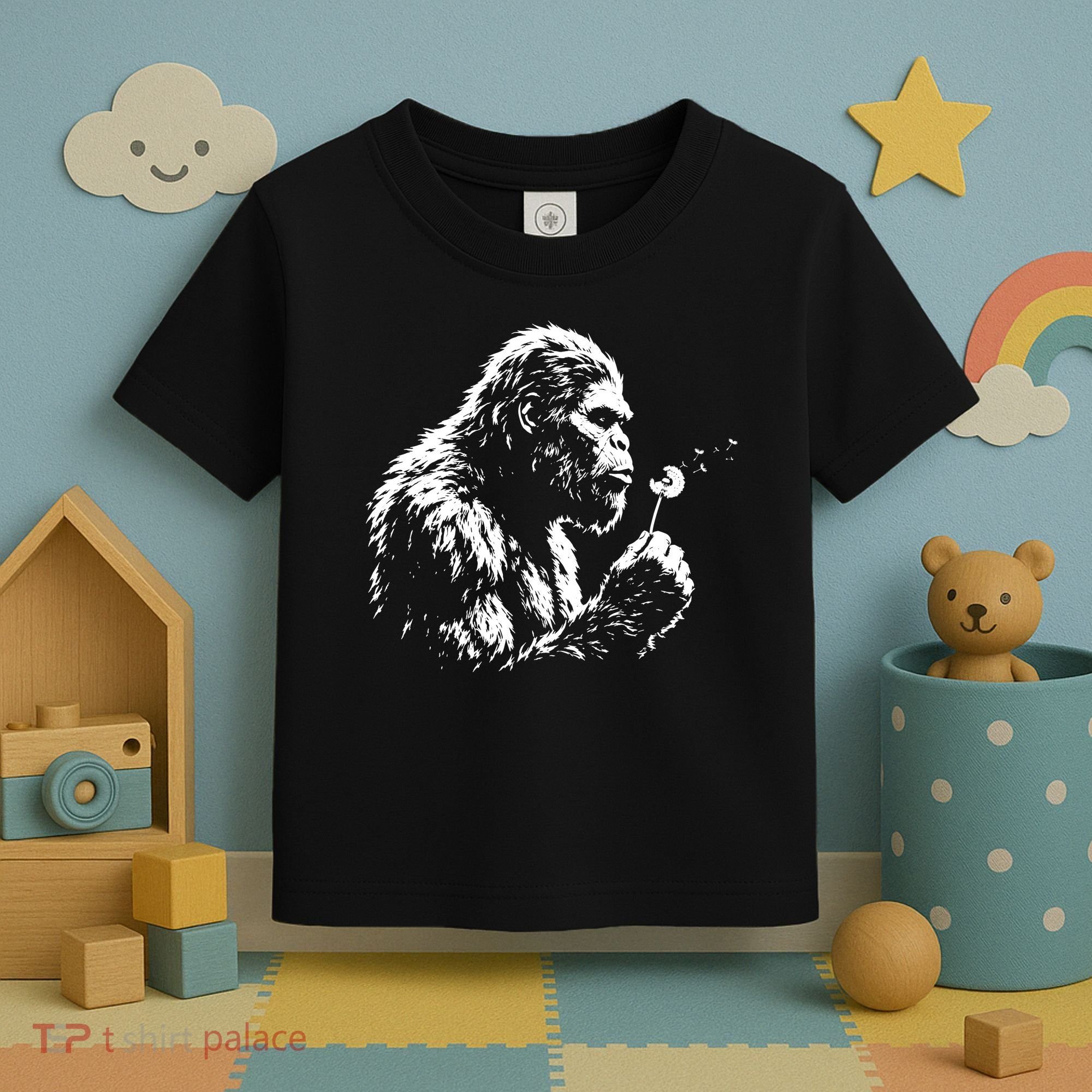 Blowing Wishes Funny Bigfoot Dandelion Toddler T-Shirt