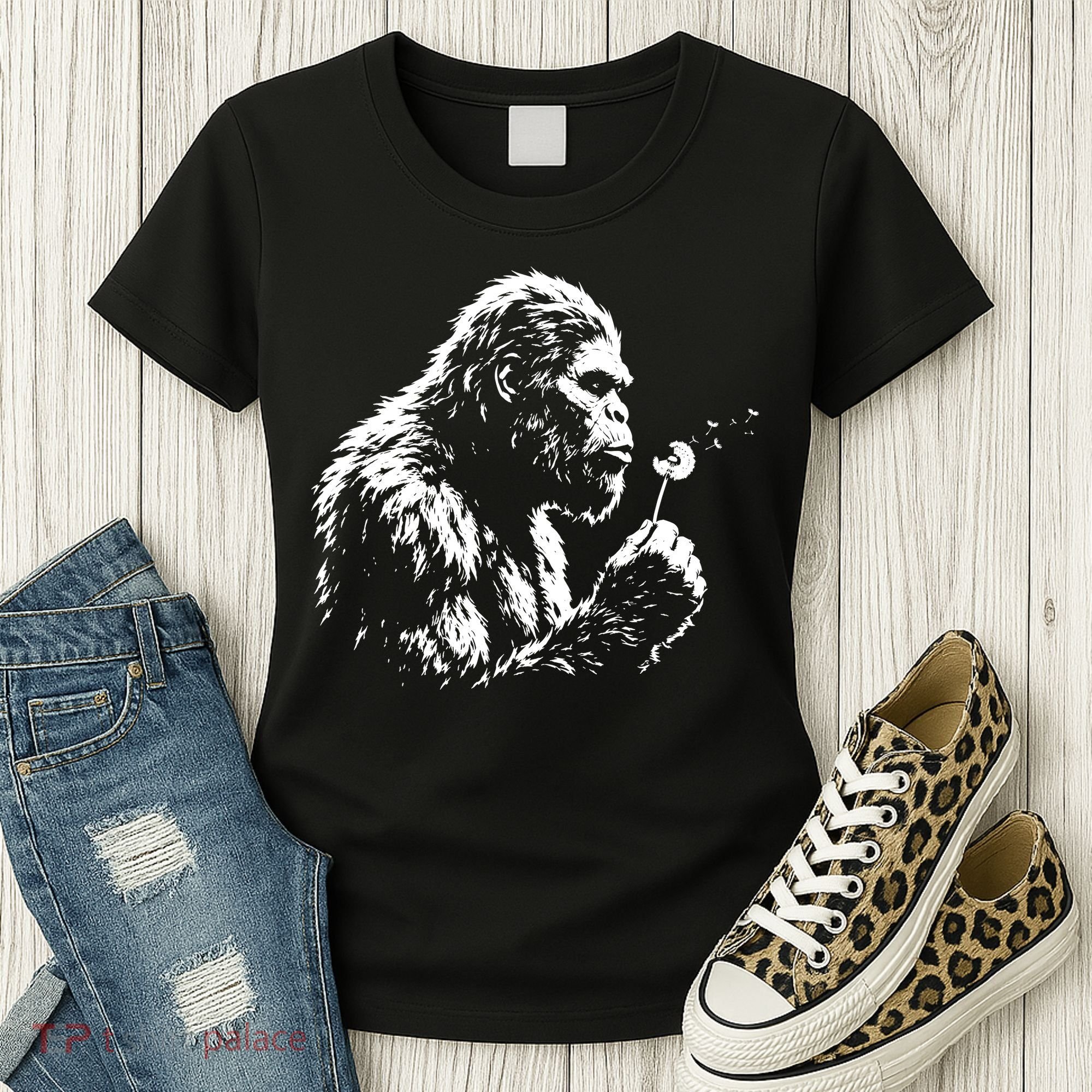 Blowing Wishes Funny Bigfoot Dandelion Women's T-Shirt