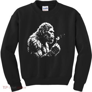 Blowing Wishes Funny Bigfoot Dandelion Kids Sweatshirt