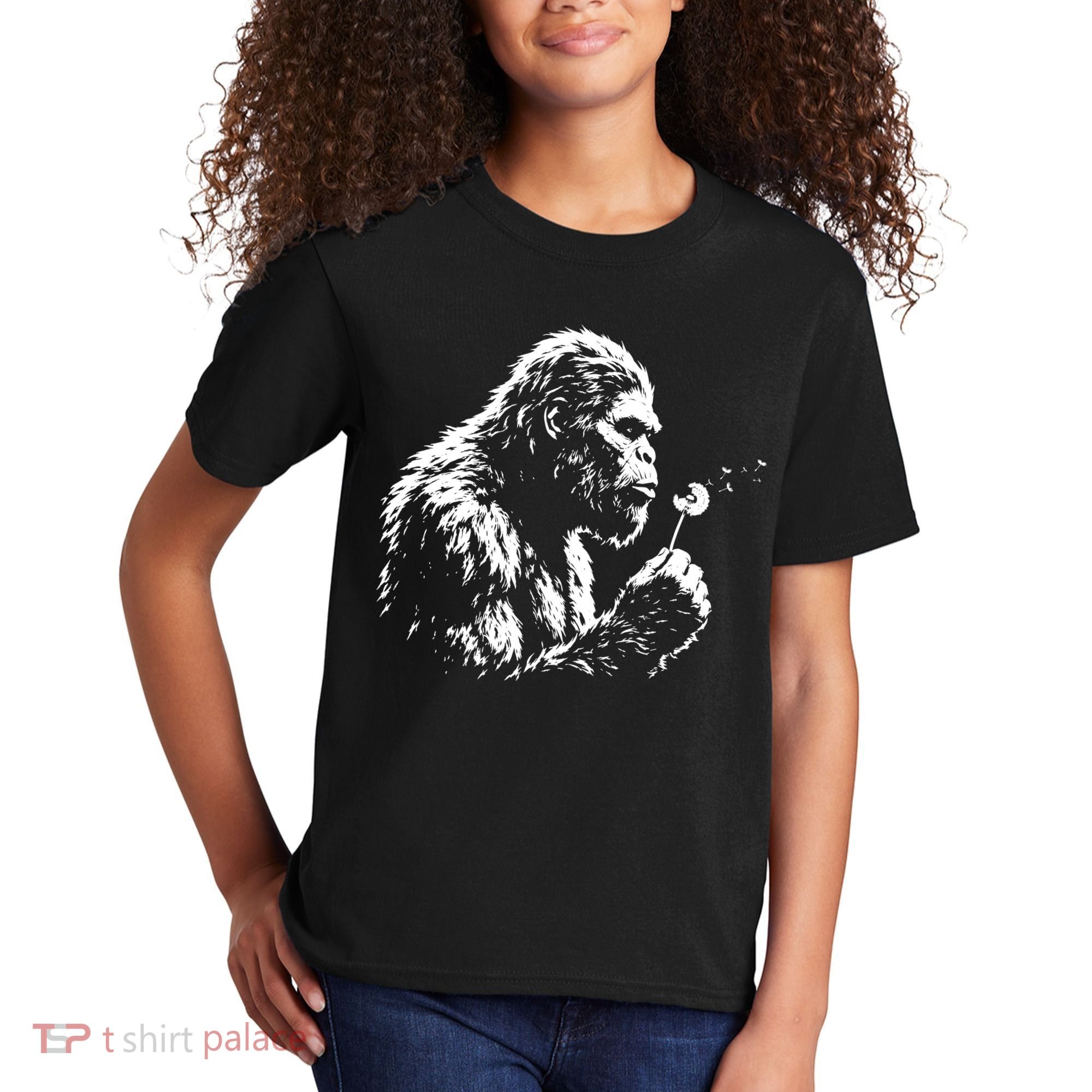 Blowing Wishes Funny Bigfoot Dandelion Kids T-Shirt