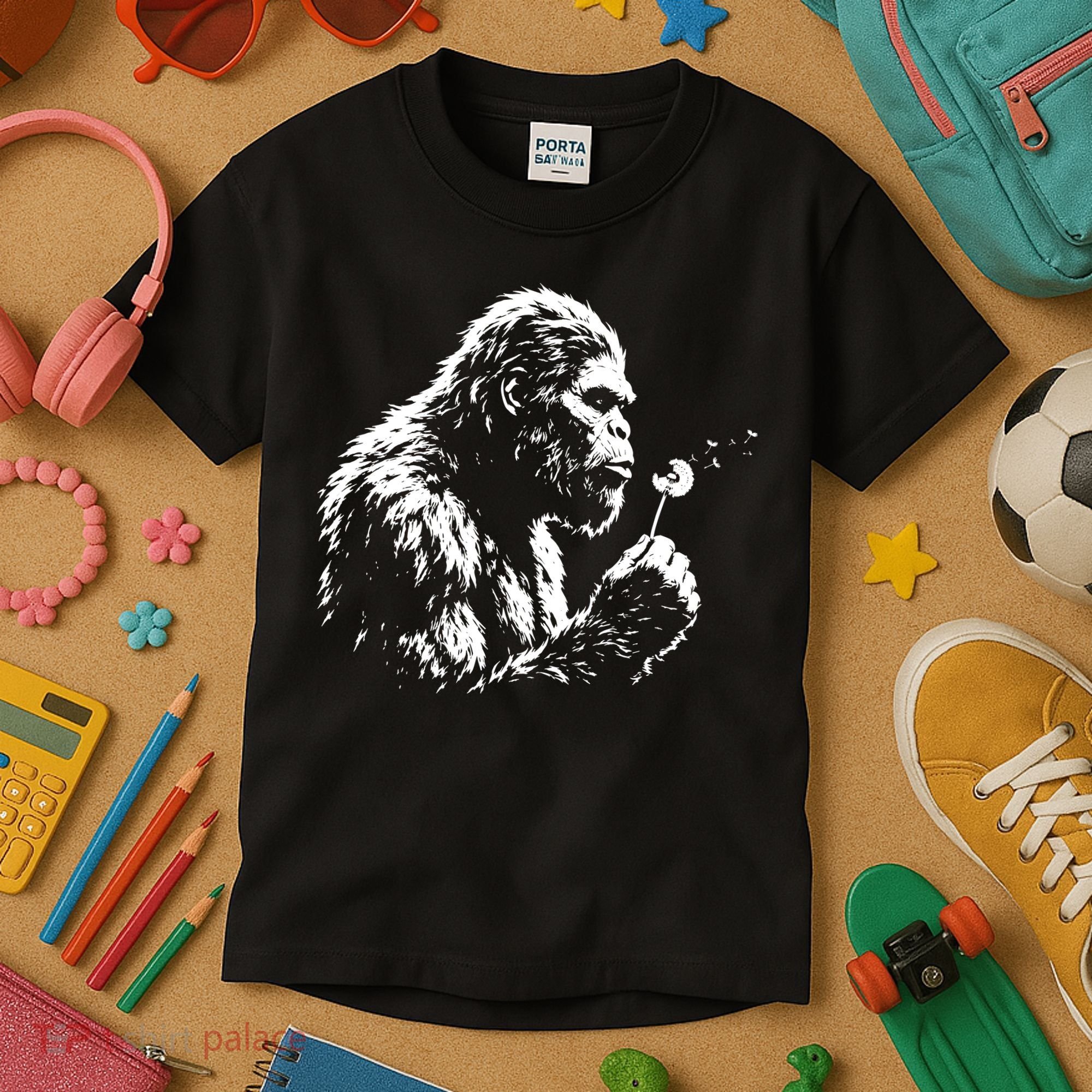 Blowing Wishes Funny Bigfoot Dandelion Kids T-Shirt