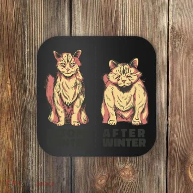 Before Winter Funny Cat Coaster