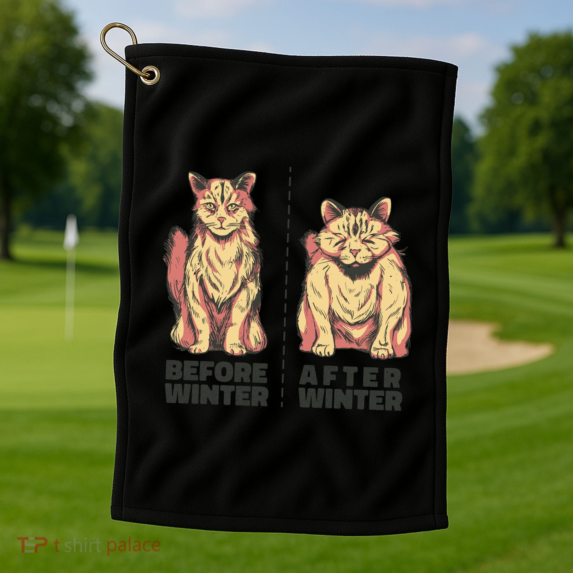 Before Winter Funny Cat Golf Towel