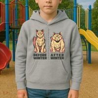 Before Winter Funny Cat Kids Hoodie thumb 2