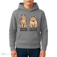 Before Winter Funny Cat Kids Hoodie thumb 4