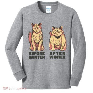 Before Winter Funny Cat Kids Long Sleeve Shirt