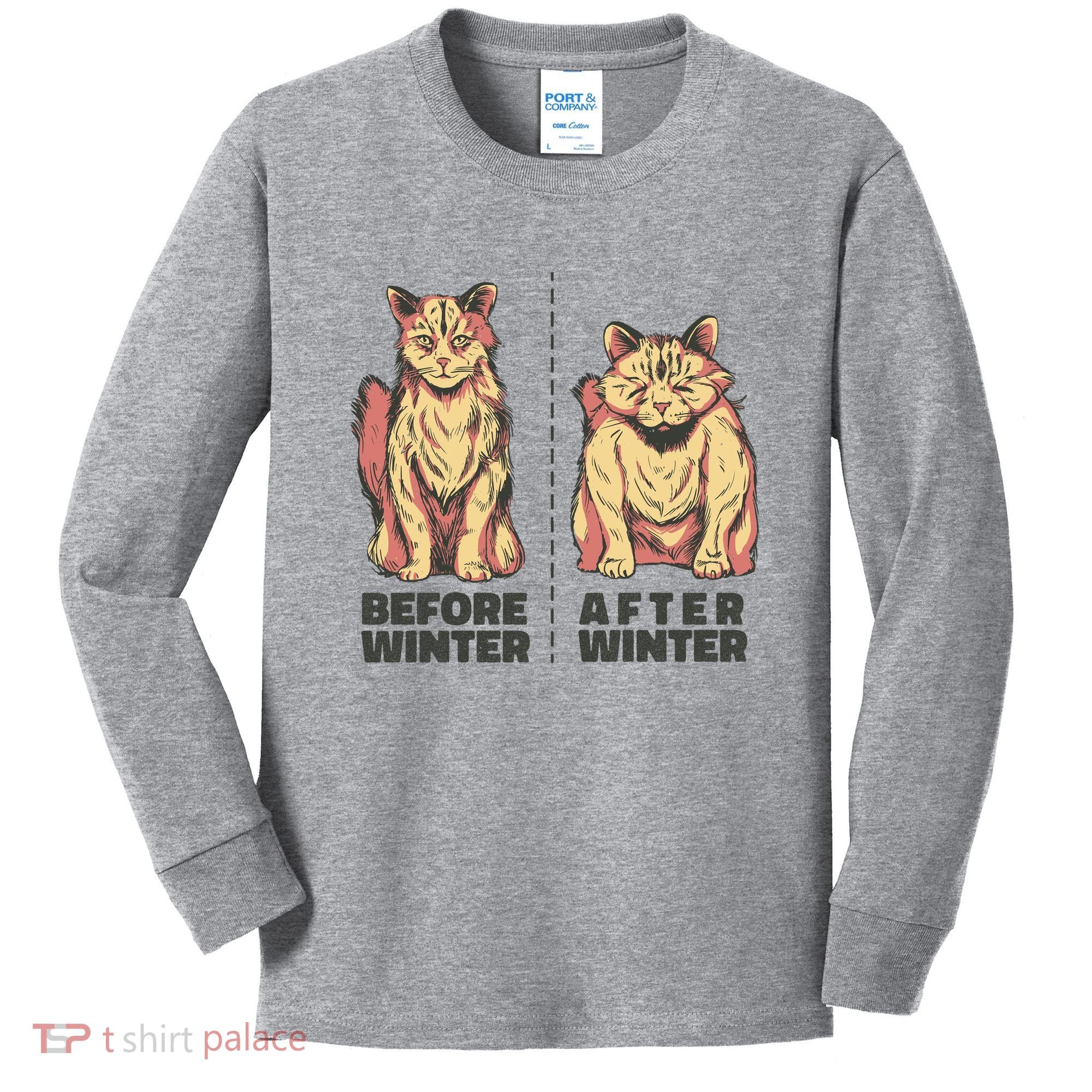 Before Winter Funny Cat Kids Long Sleeve Shirt