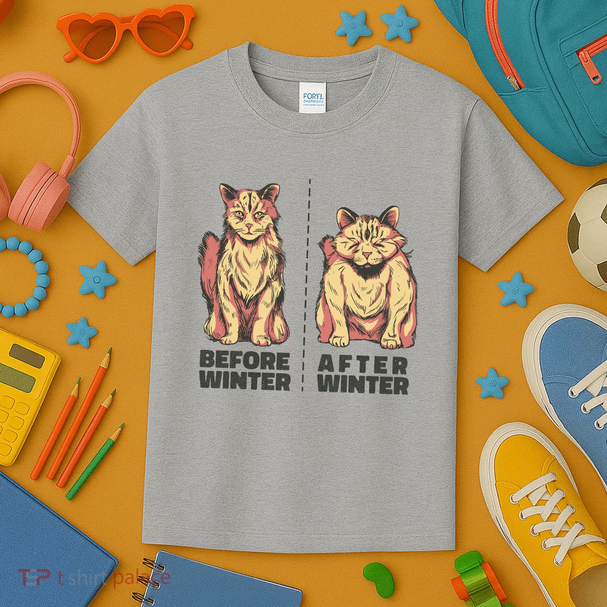Before Winter Funny Cat Kids T-Shirt