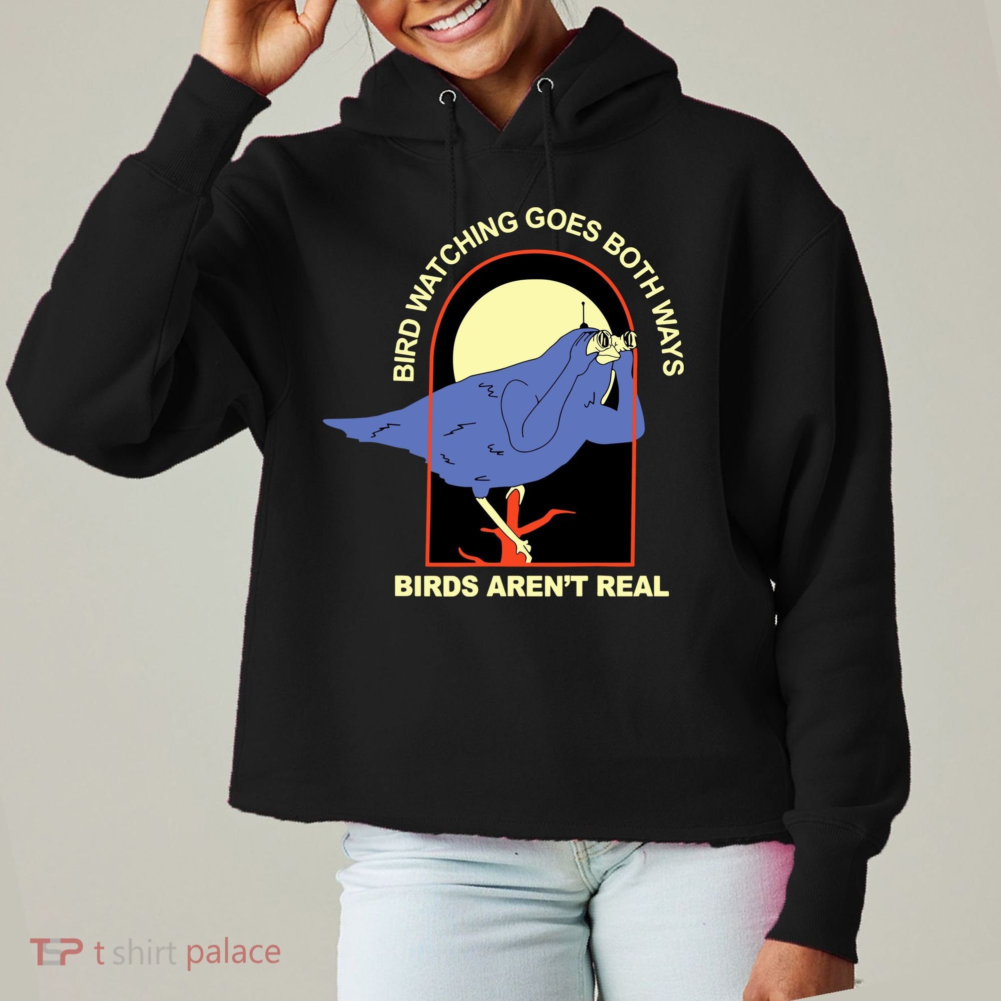 Bird Watching Goes Both Ways Bird Aren’T Real Ladies Heavyweight Boxy Pullover Hoodie