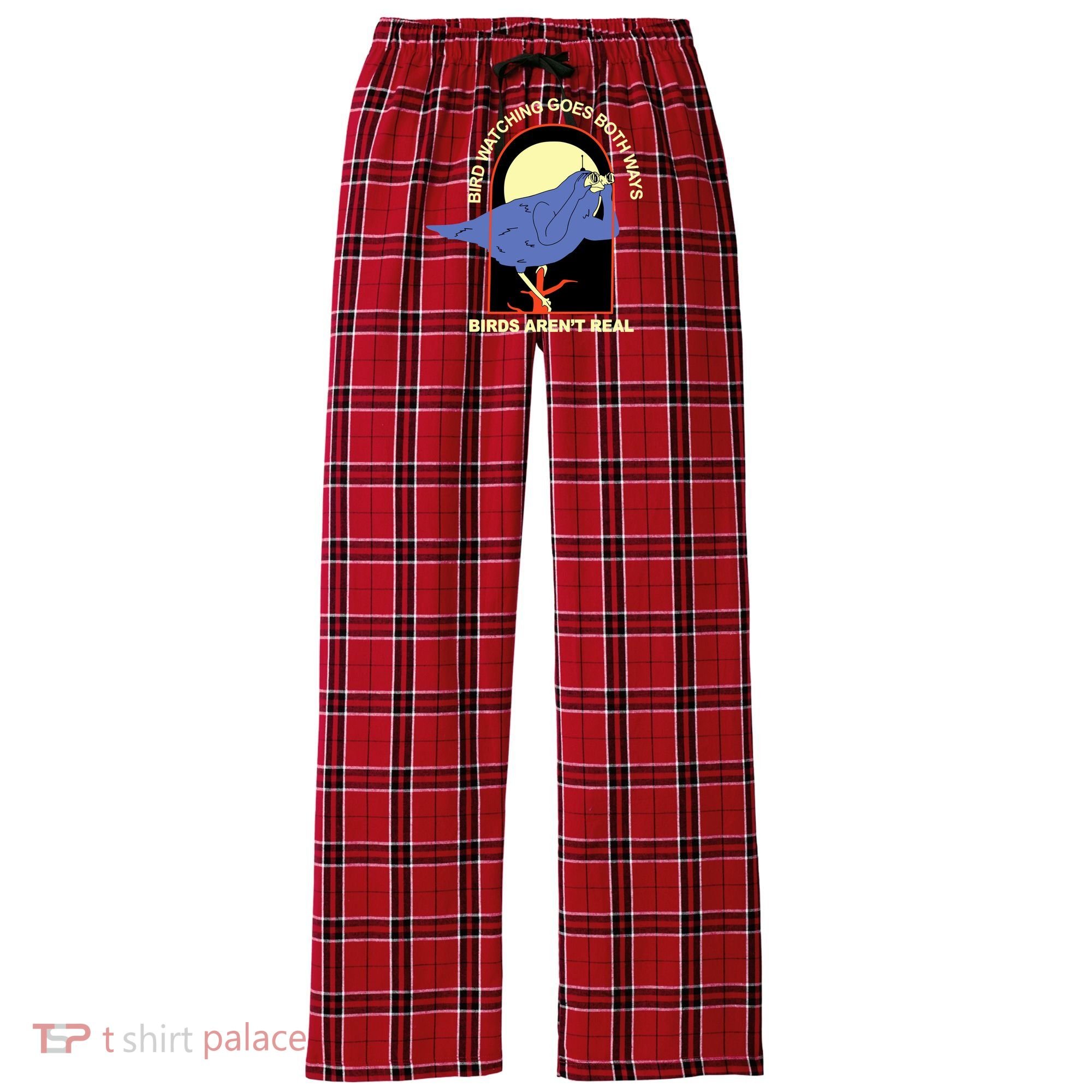 Bird Watching Goes Both Ways Bird Aren’T Real Women's Flannel Plaid Pajama Pants