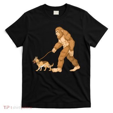 Bigfoot Walking German Shepherd T-Shirt