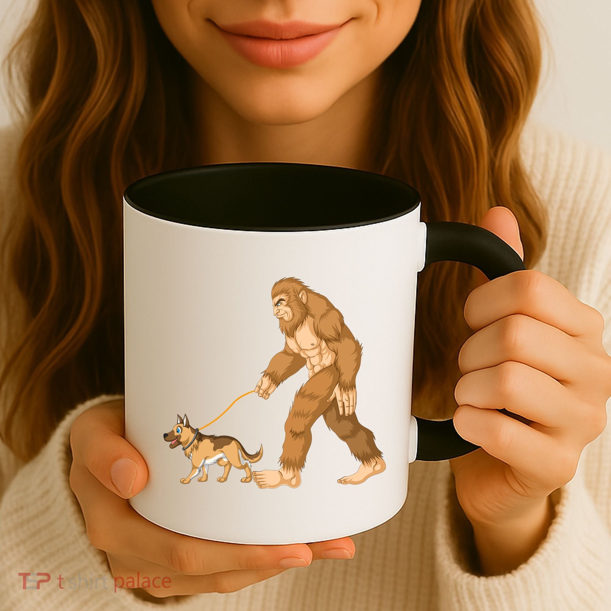 Bigfoot Walking German Shepherd Coffee Mug