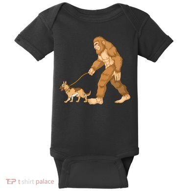 Bigfoot Walking German Shepherd Baby Bodysuit