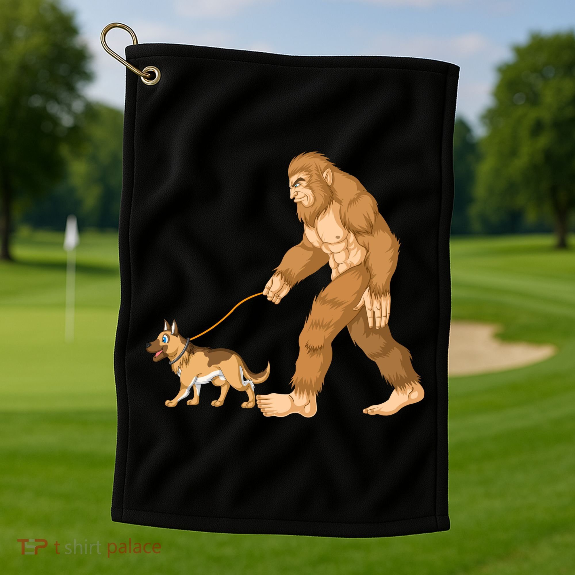 Bigfoot Walking German Shepherd Golf Towel