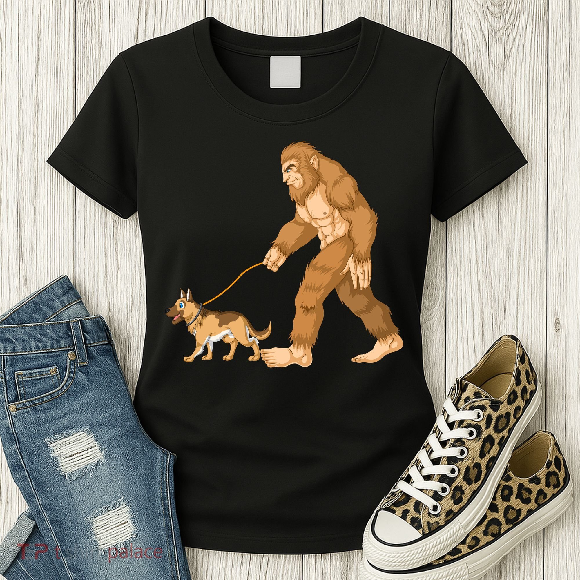 Bigfoot Walking German Shepherd Women's T-Shirt