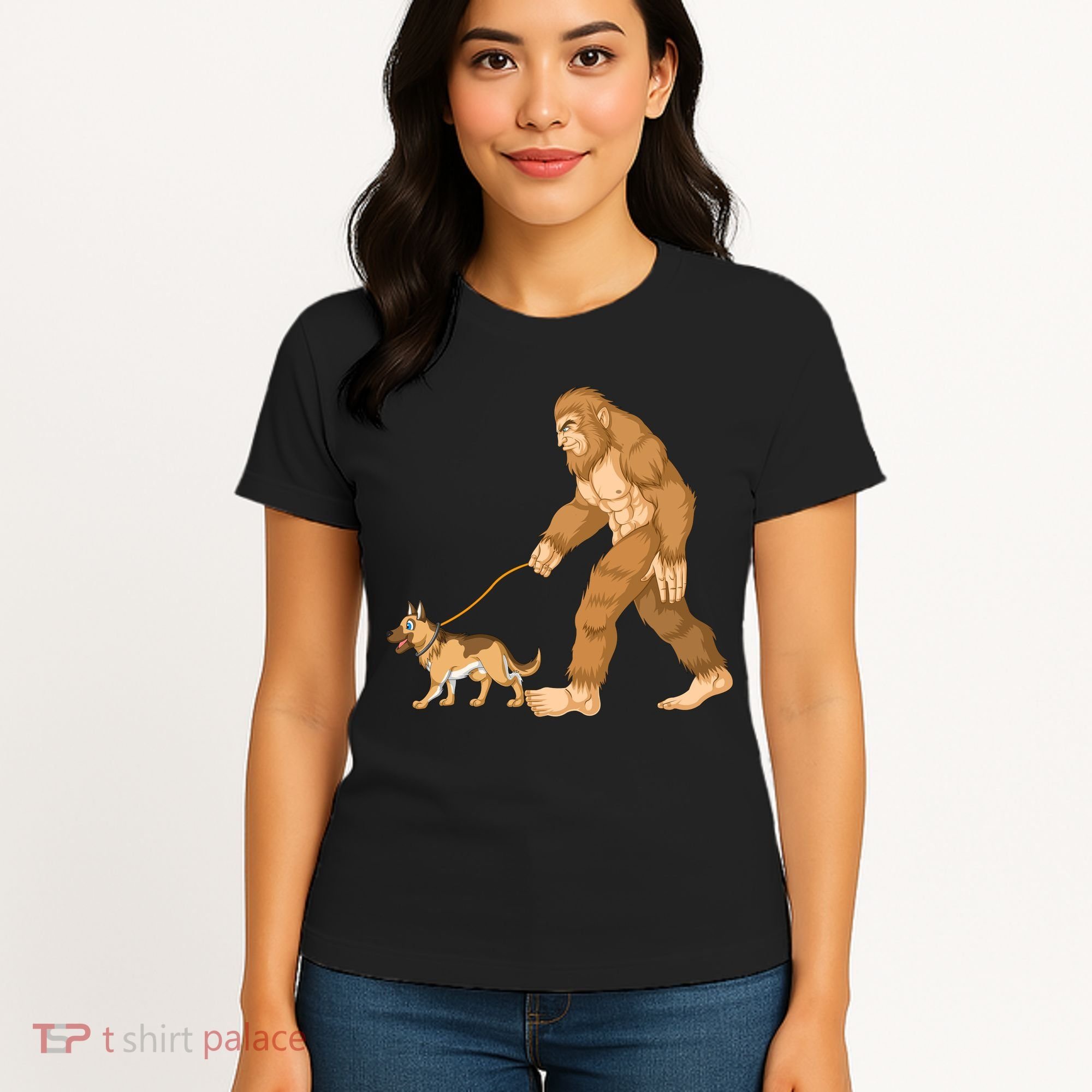 Bigfoot Walking German Shepherd Women's T-Shirt