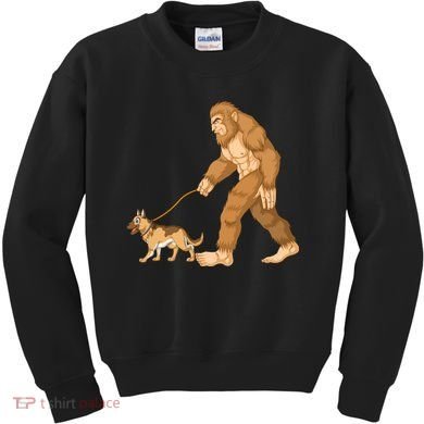 Bigfoot Walking German Shepherd Kids Sweatshirt