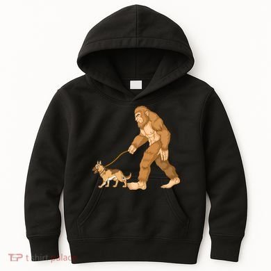 Bigfoot Walking German Shepherd Kids Hoodie