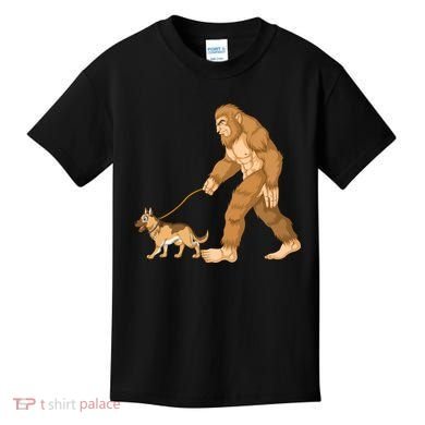 Bigfoot Walking German Shepherd Kids T-Shirt