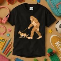 Bigfoot Walking German Shepherd Kids T-Shirt thumb 3