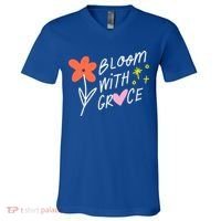 Bloom With Grace Summer Quote V-Neck T-Shirt thumb 0