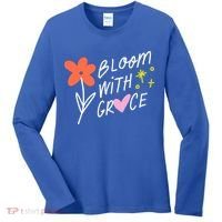 Bloom With Grace Summer Quote Women's Long Sleeve Shirt thumb 0
