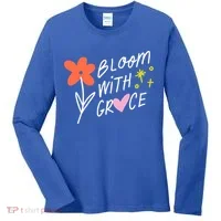 Bloom With Grace Summer Quote Women's Long Sleeve Shirt thumb 0