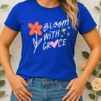 Bloom With Grace Summer Quote Women's T-Shirt thumb 2