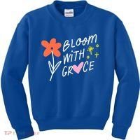 Bloom With Grace Summer Quote Kids Sweatshirt thumb 0