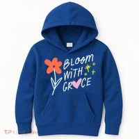 Bloom With Grace Summer Quote Kids Hoodie thumb 0