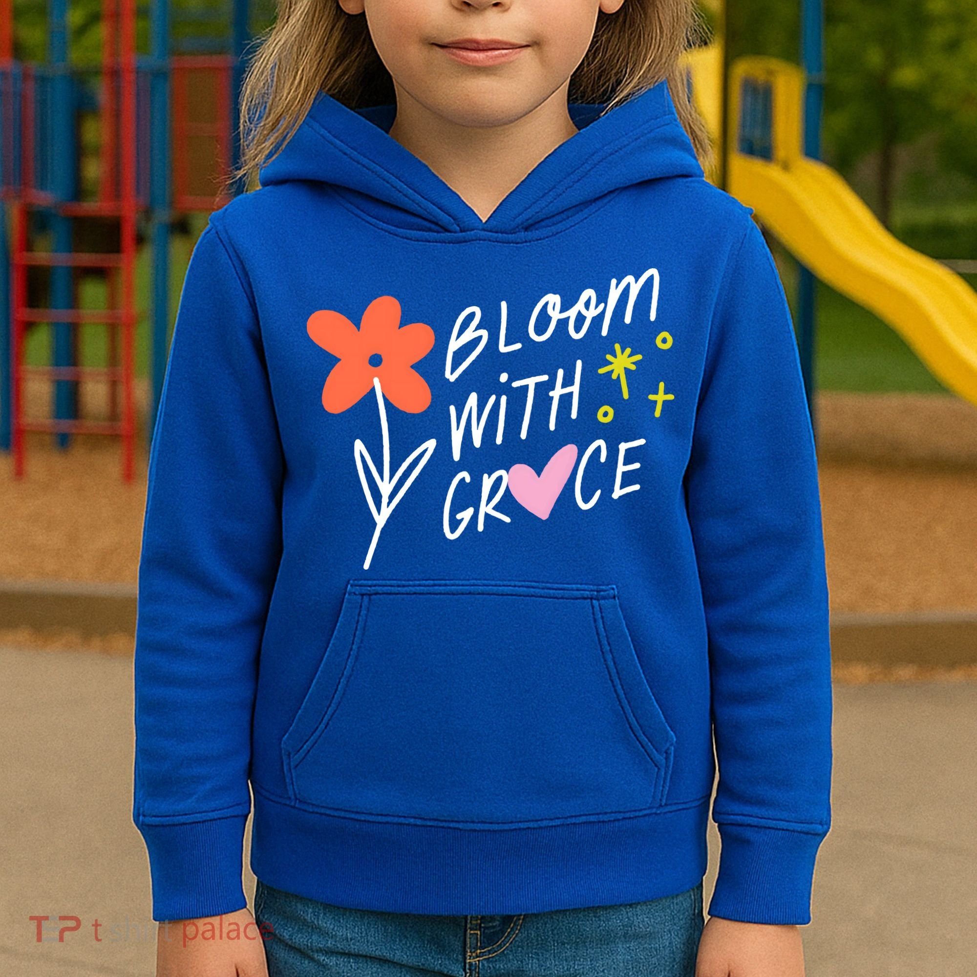 Bloom With Grace Summer Quote Kids Hoodie