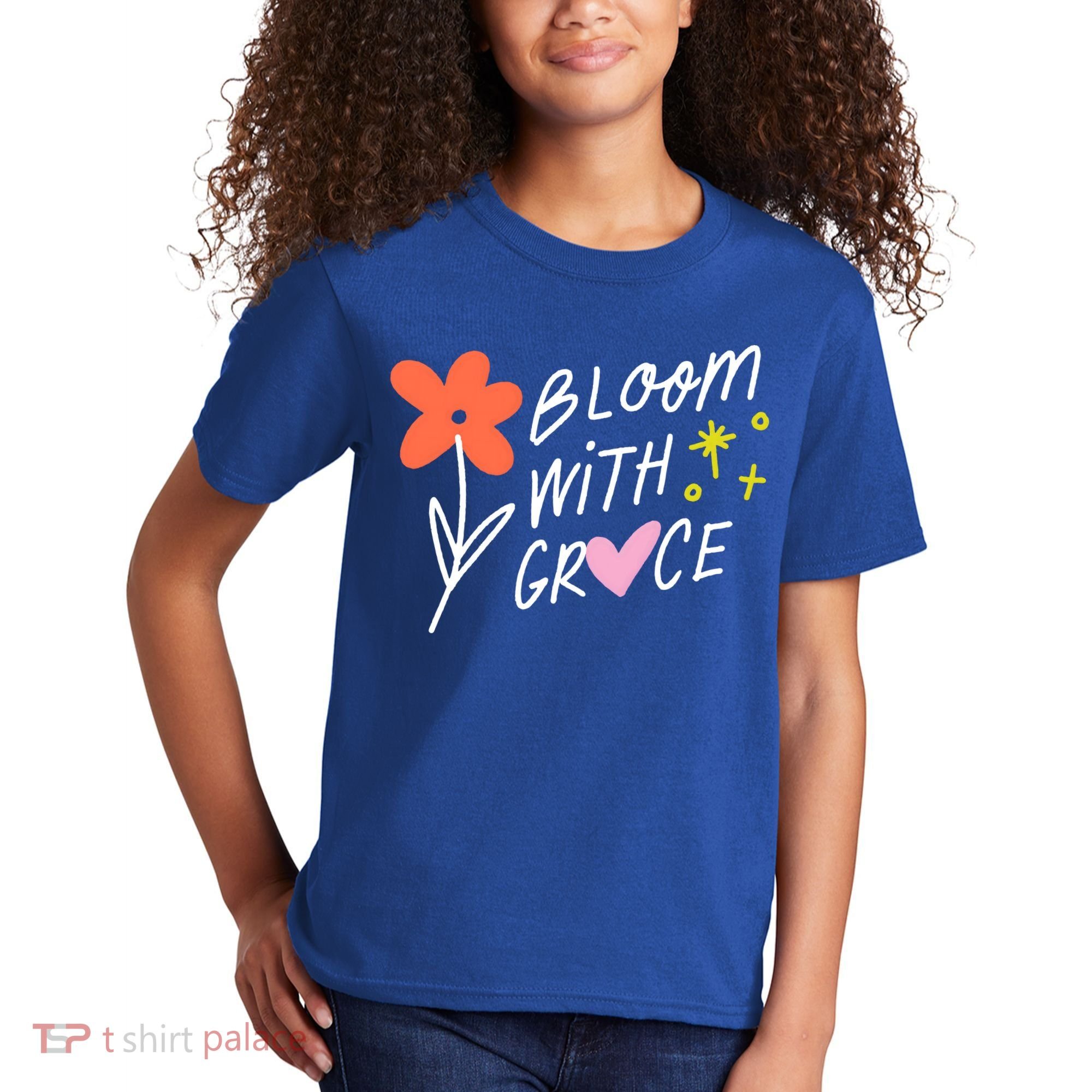 Bloom With Grace Summer Quote Kids T-Shirt