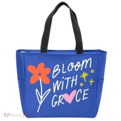 Bloom With Grace Summer Quote Tote Bag